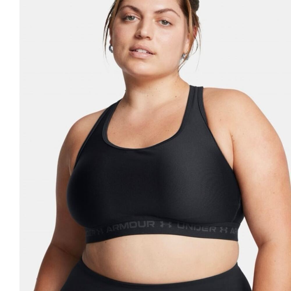 Under Armour Women's Mid crossback Sports Bra black plus size 2x